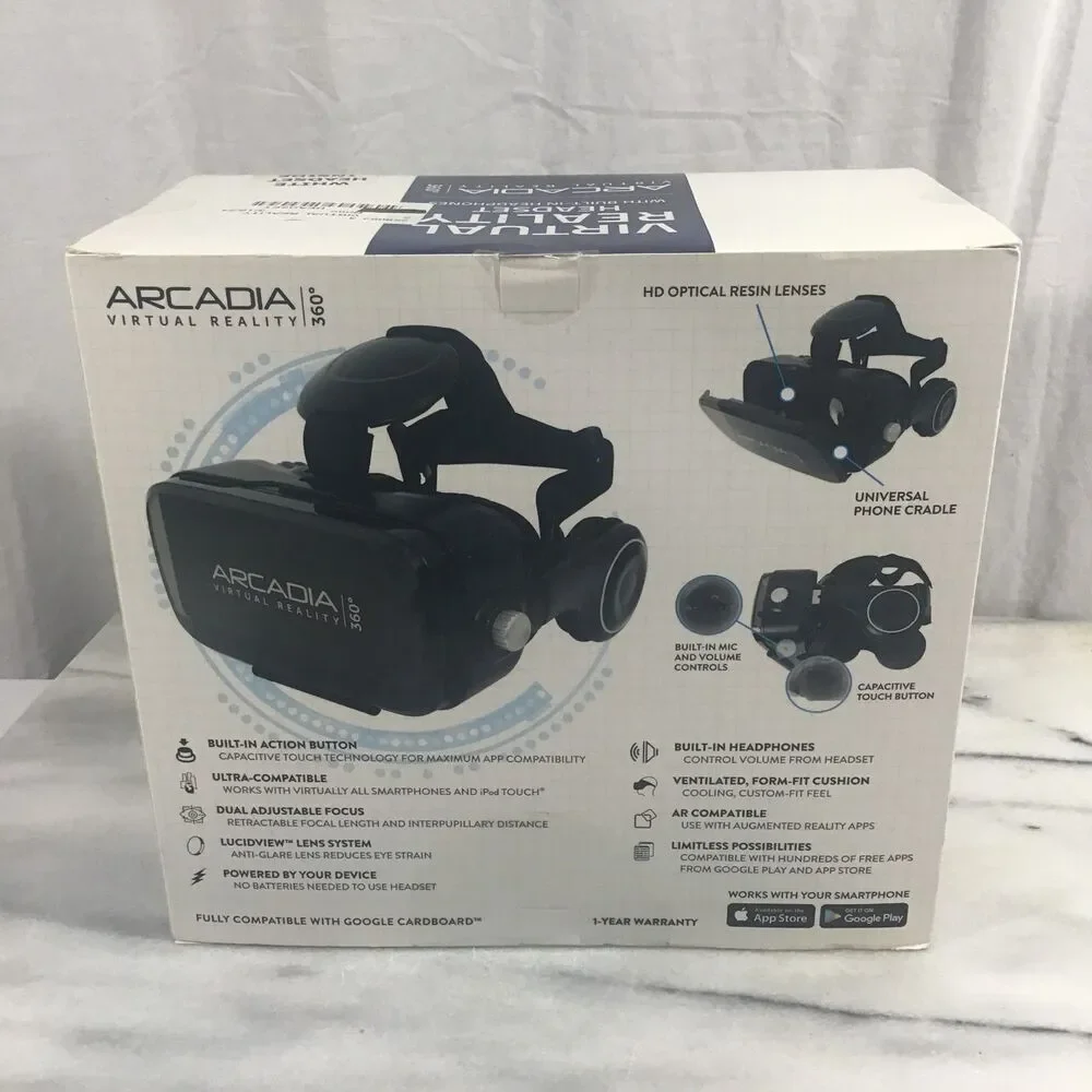 NIB Arcadia 360 Virtual Reality Headset w/ Built-in Headphones